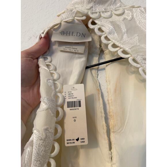 NEW BHLDN Long-Sleeve High-Neck Floral A-Line Mini Dress - Picture 7 of 8